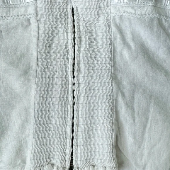Reformation Eloise White Smocked Linen Tank Top Size 2 Resort Cruise Lace Basic - Picture 11 of 11